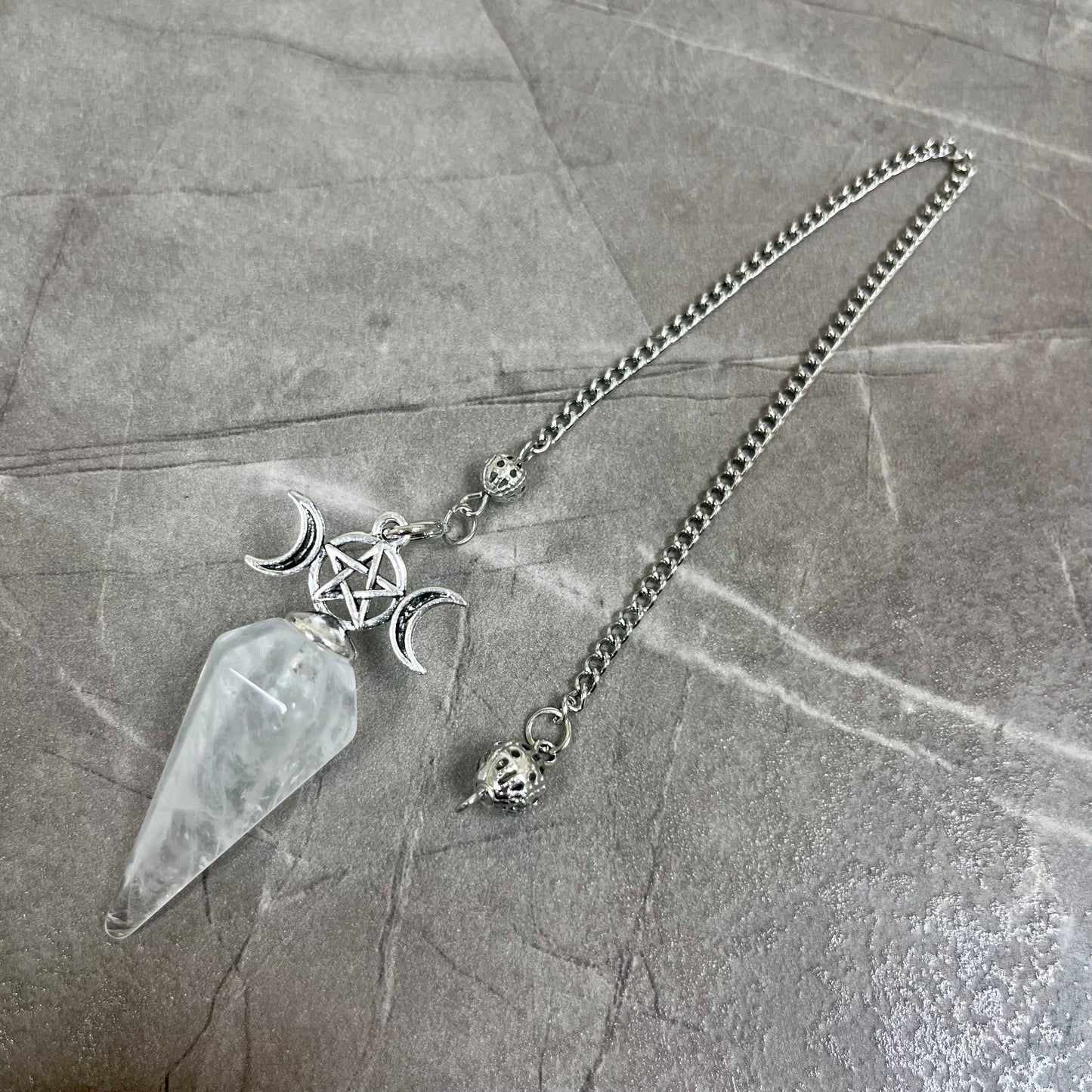 白水晶 三相月亮 六邊切割形靈擺