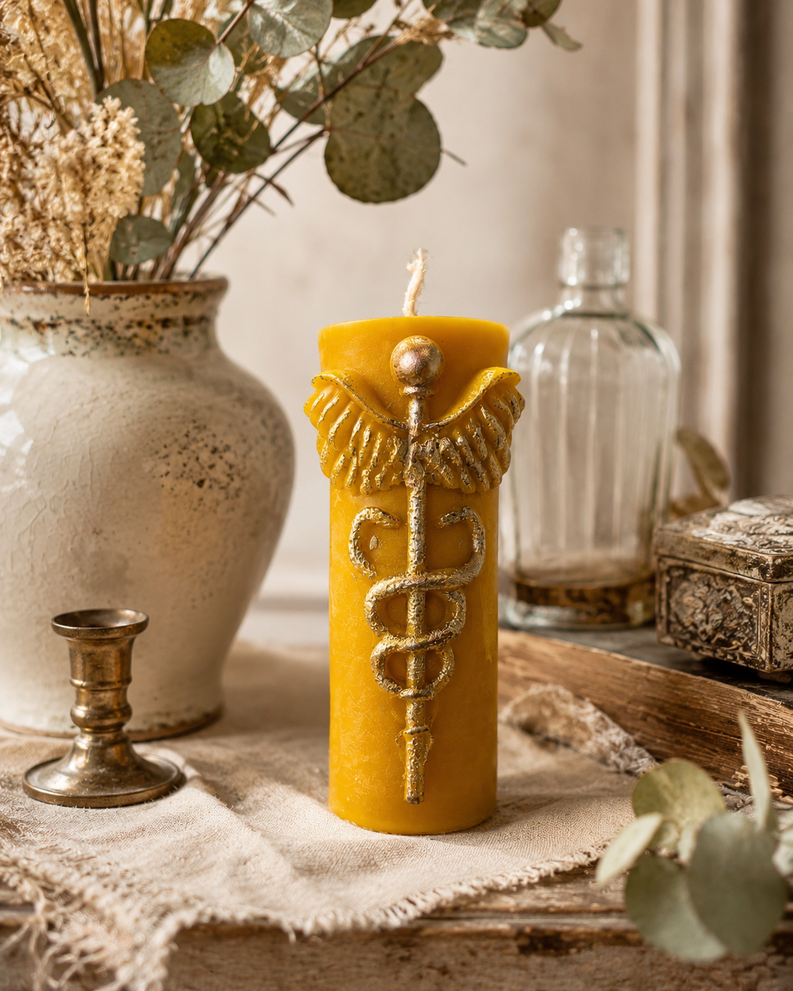 Caduceus Mercury/Hermes Pillar Candle|雙蛇杖墨丘利/赫密斯魔法柱蠟燭