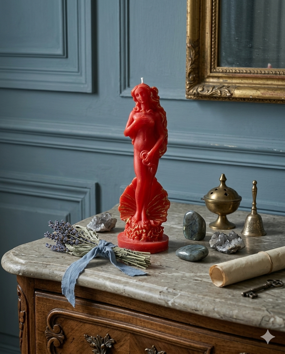 Goddess Aphrodite with Shell Candle(Red) 維納斯之昇:愛與美的神聖顯化儀式蠟燭