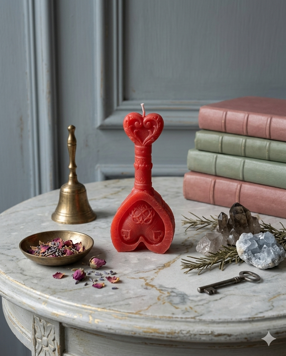 Heart Key Candle(Red) 心鑰權杖:深層連結與情熱顯化魔法蠟燭