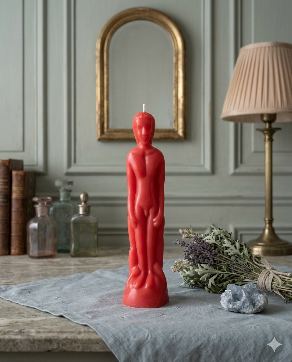 Male Figure Candle(Red) 紅色男性勇氣與熱情顯化魔法蠟燭