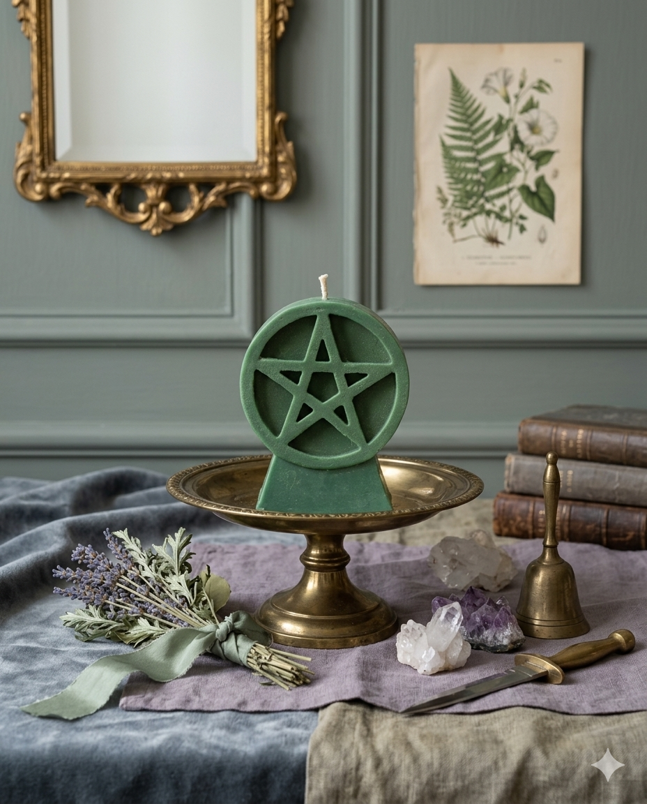 Pentacle Candle(Green) 五芒星綠色豐盛顯化魔法蠟燭