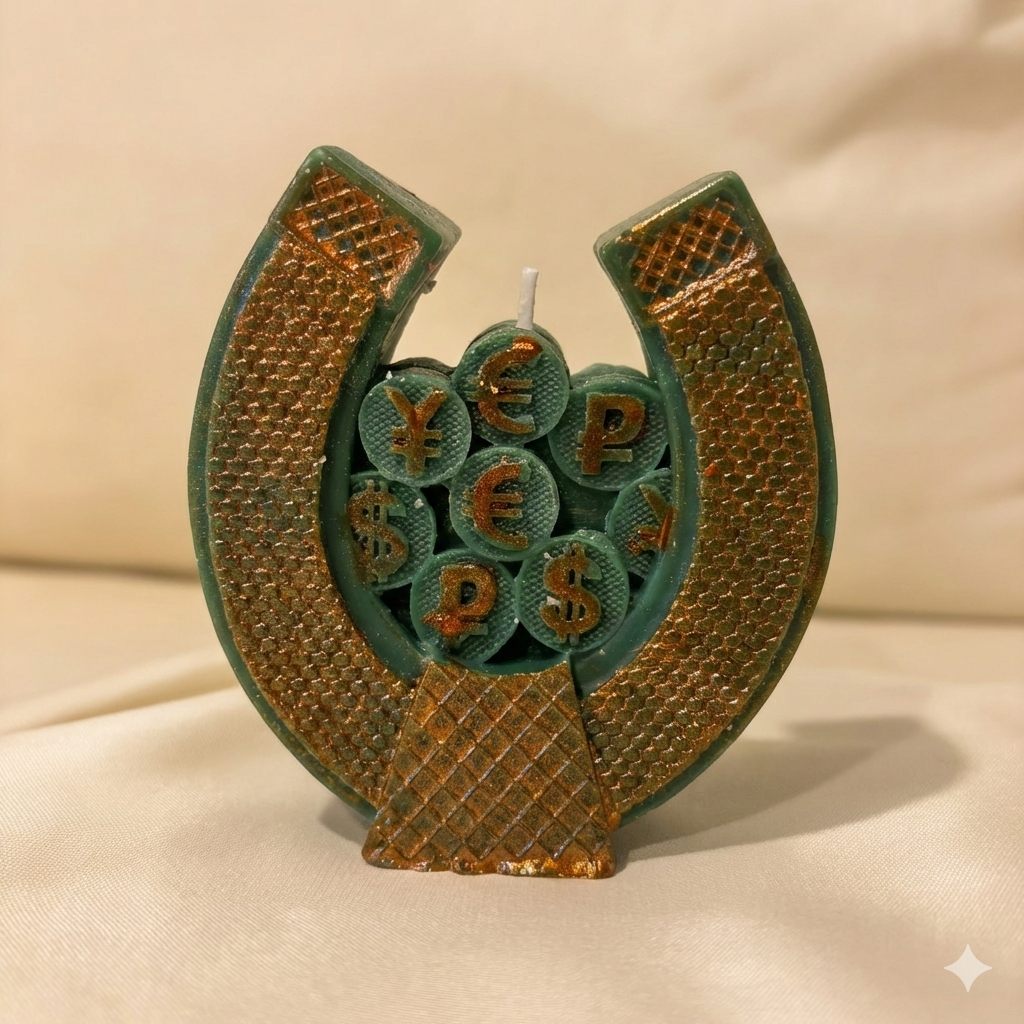 【翡翠・馬蹄金】聚寶吸金蠟燭 The Golden Horseshoe: Wealth Magnet Ritual Candle