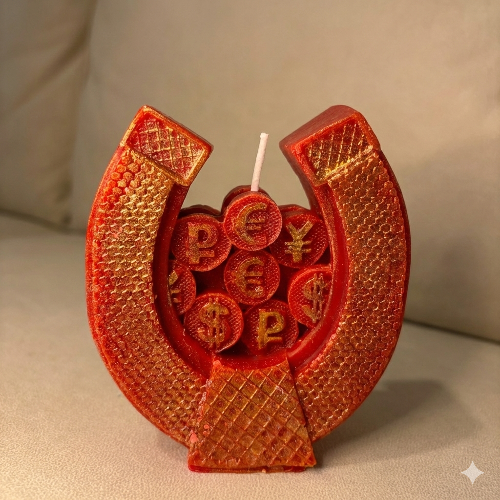 【赤紅・馬蹄金】速顯吸金蠟燭 The Red Horseshoe: Rapid Wealth Manifestation Candle