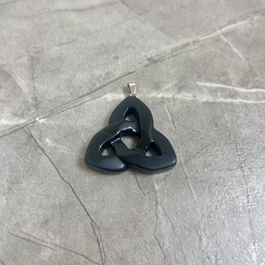 黑曜石 凱爾特三環結雕刻吊墜