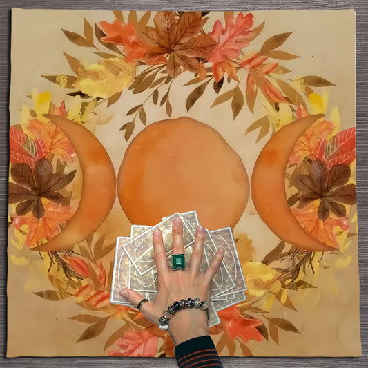秋葉橙色三月相 魔法祭壇桌布／塔羅桌布