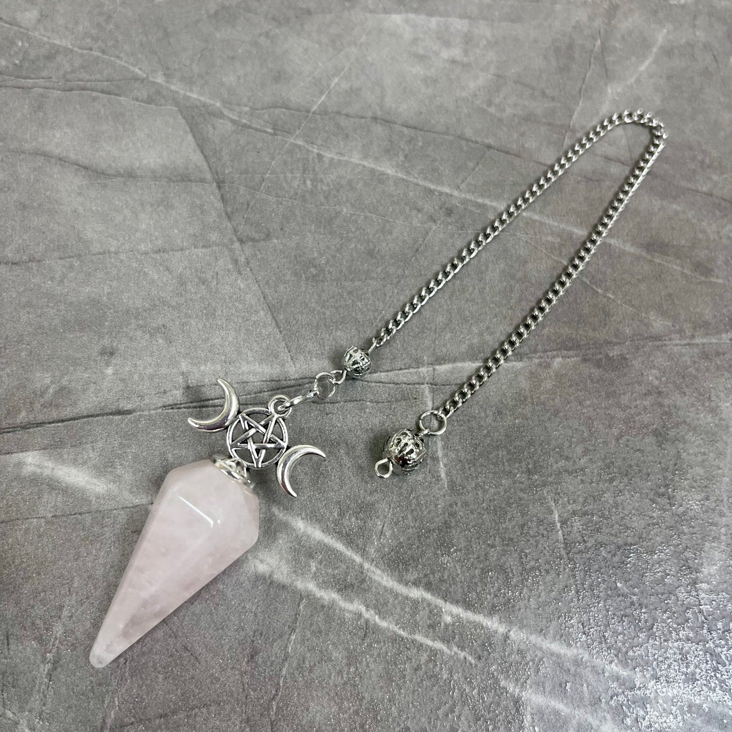 粉晶 三相月亮 六邊切割形靈擺