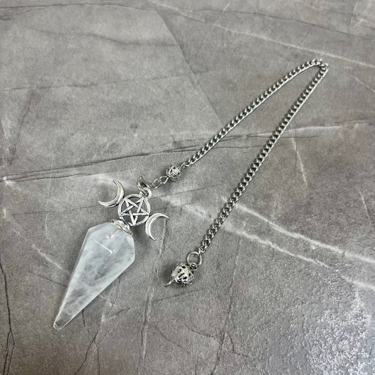白水晶 三相月亮 六邊切割形靈擺
