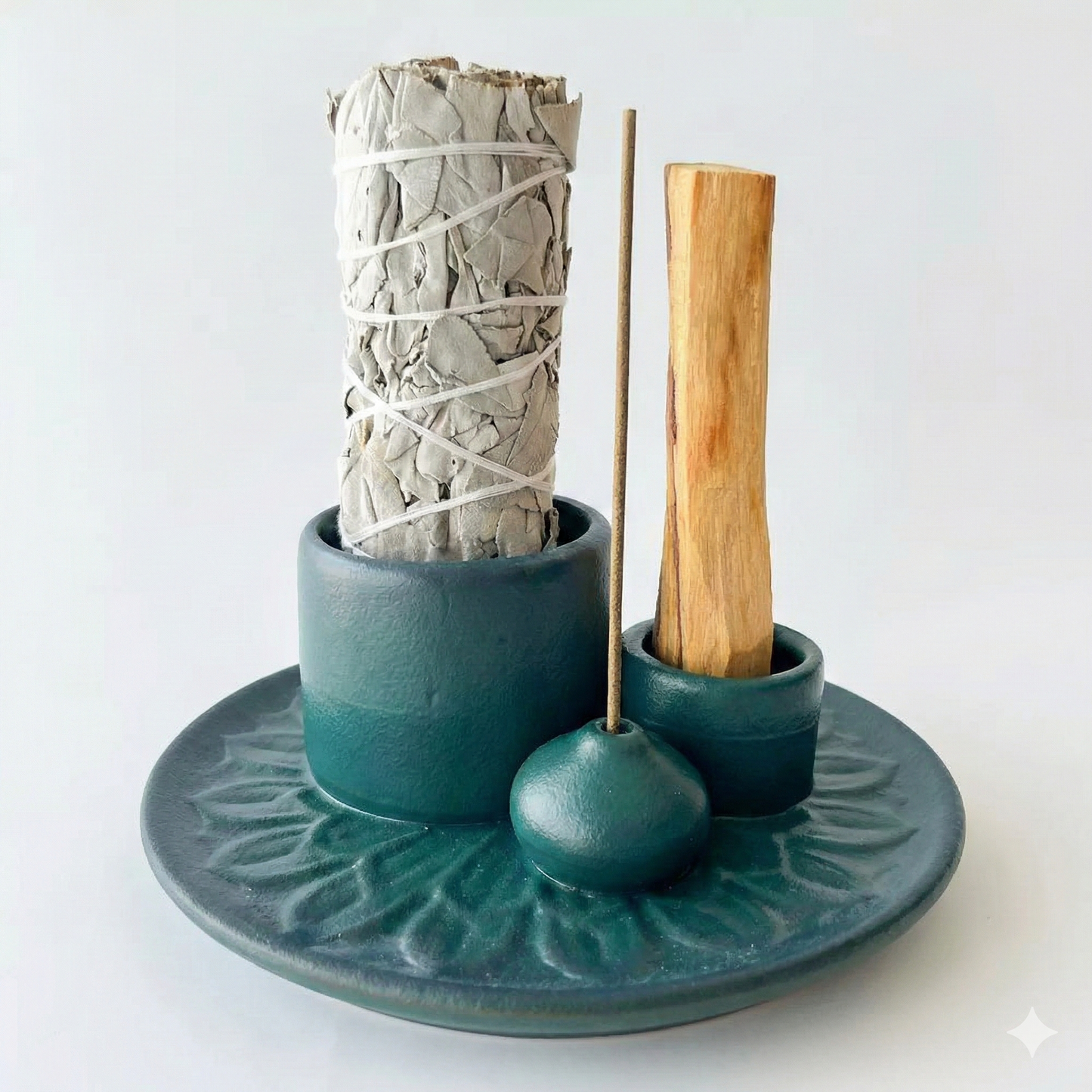 3-in-1 Elemental Ceramic Smudge Holder(Marine Blue) 三合一多功能陶瓷淨化祭壇座（海藍色）