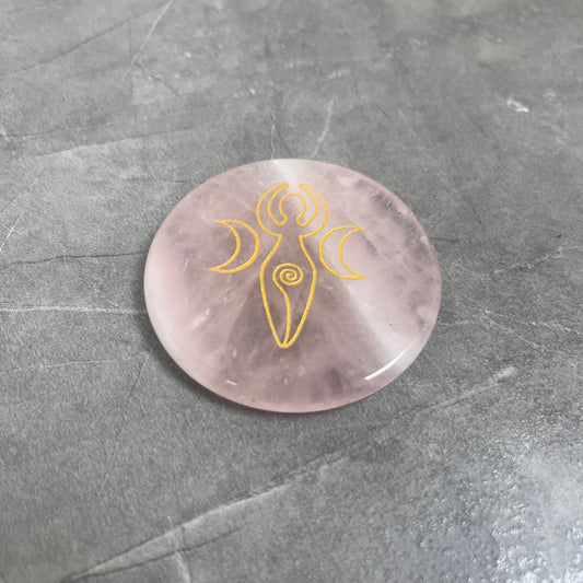 粉晶 三月相女神原形 雕刻件
