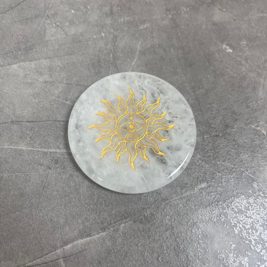 白水晶 太陽 雕刻件
