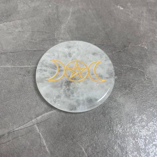 白水晶 三月相 雕刻件