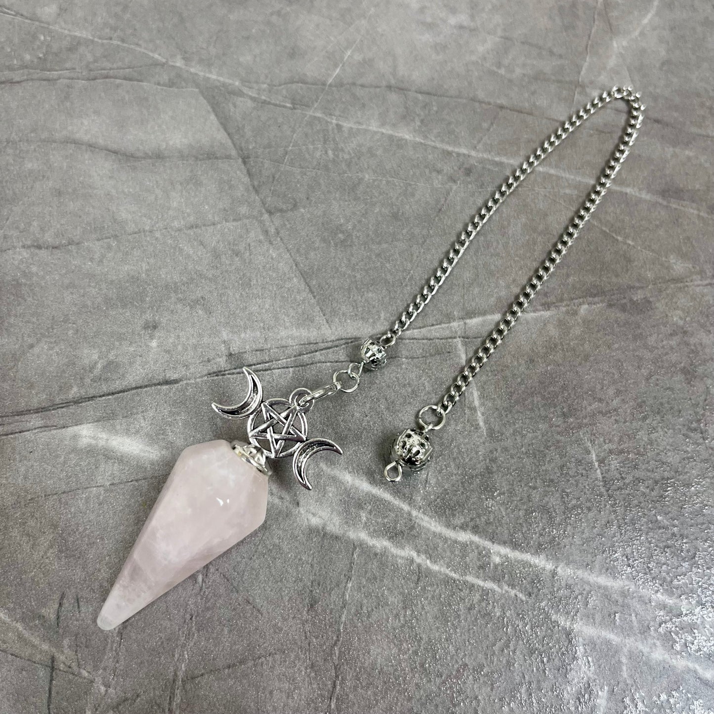 粉晶 三相月亮 六邊切割形靈擺