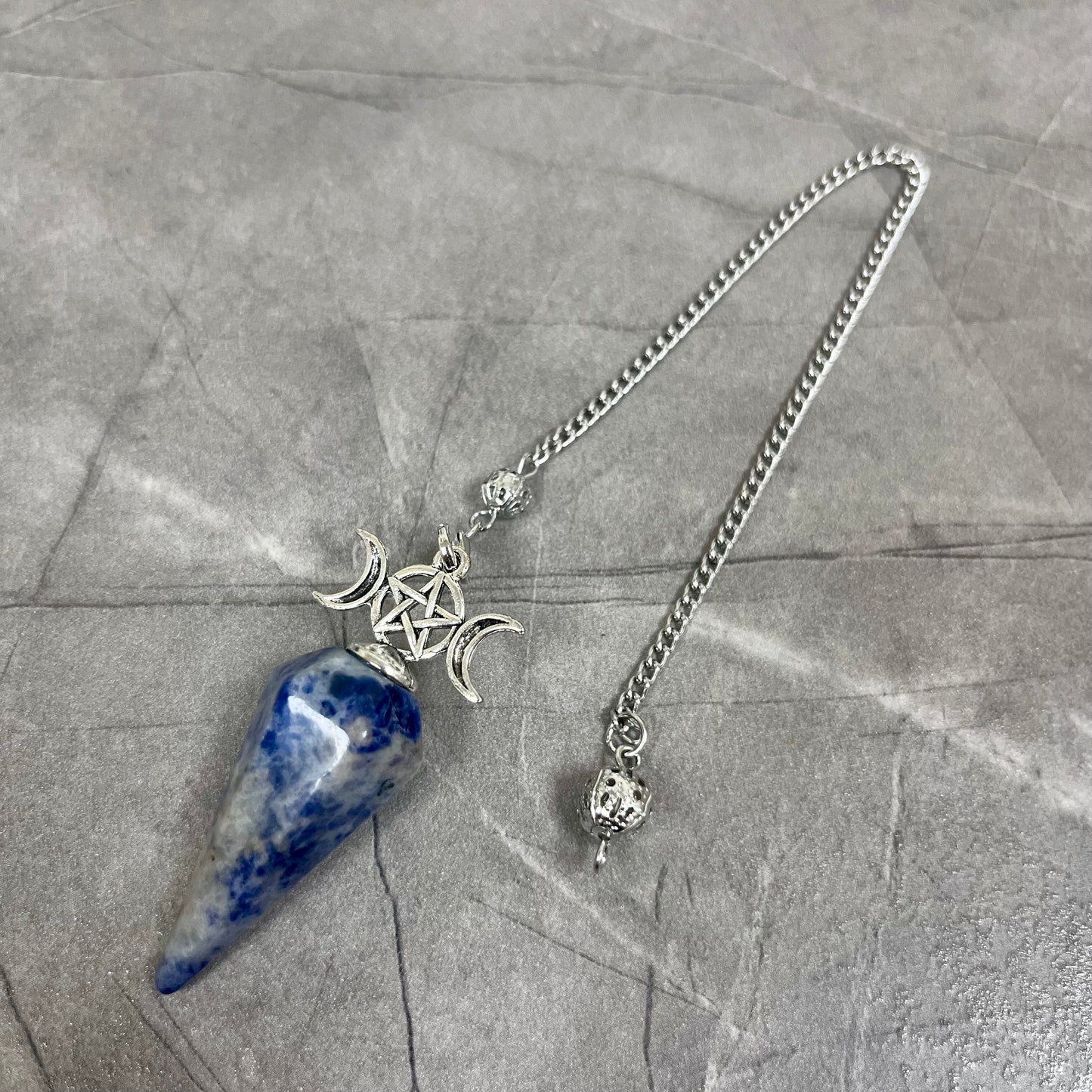 藍紋石 三相月亮 六邊切割形靈擺