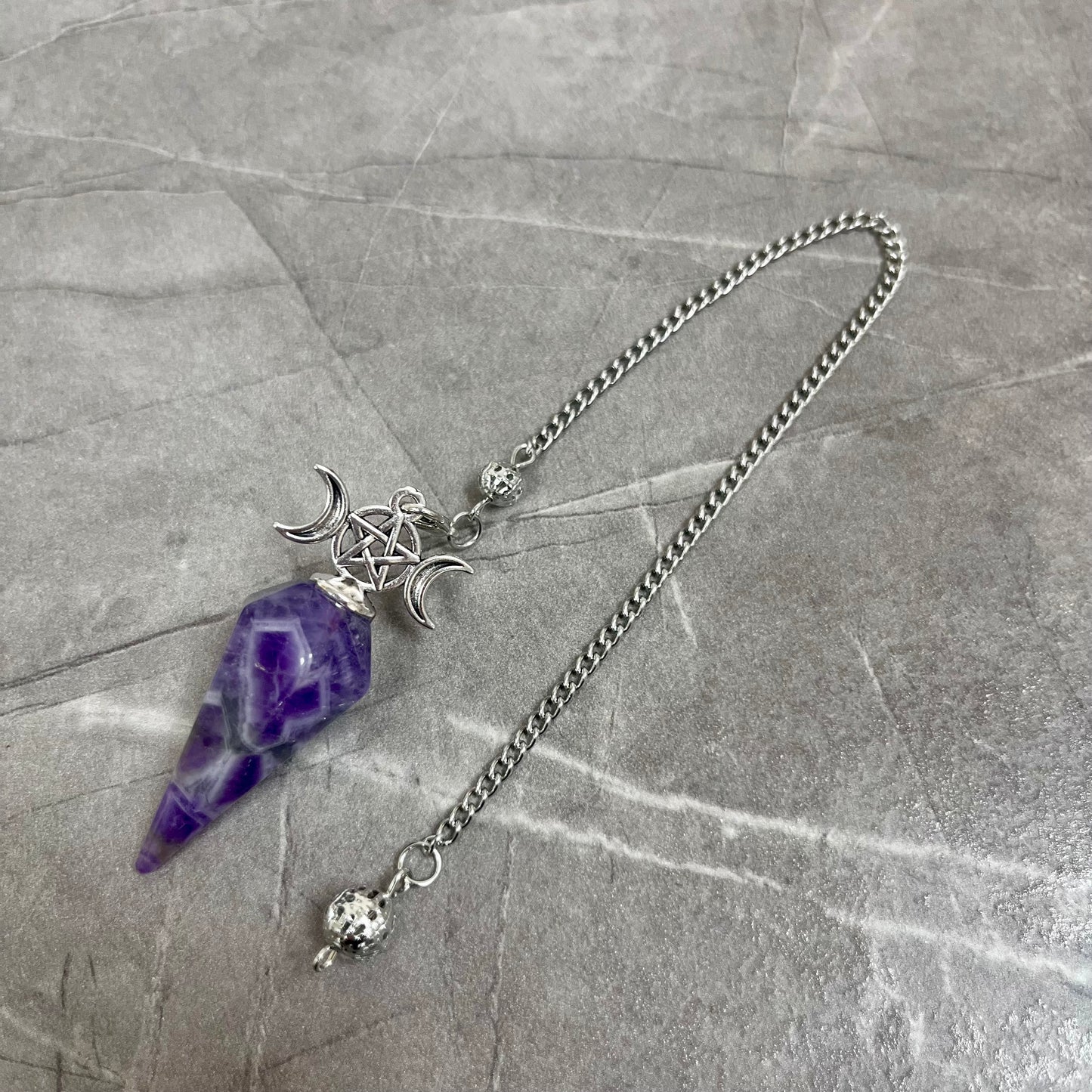 紫水晶 三相月亮 六邊切割形靈擺