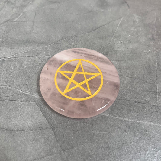 粉晶 五角星 雕刻件