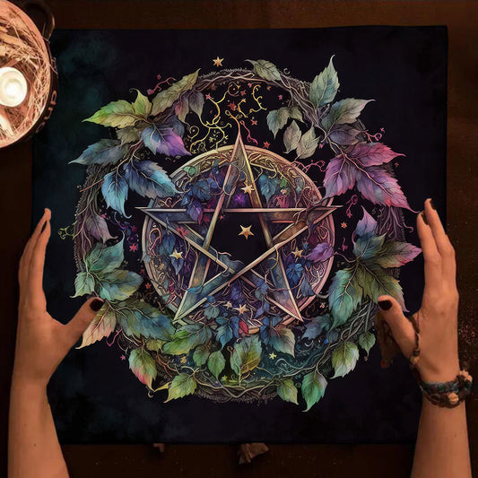 迷幻草藥五芒星 魔法祭壇桌布／塔羅桌布
