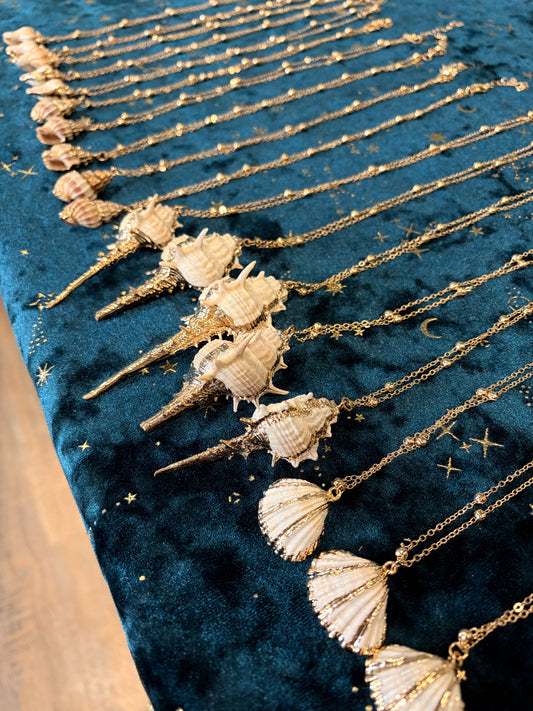 【愛神的誕生】阿芙蘿黛蒂祝福・鍍金天然貝殼魔法吊墜