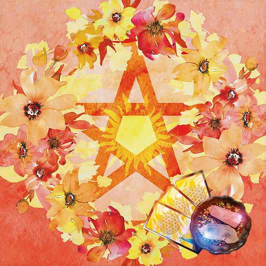 炎彩花火五芒星 魔法祭壇桌布／塔羅桌布