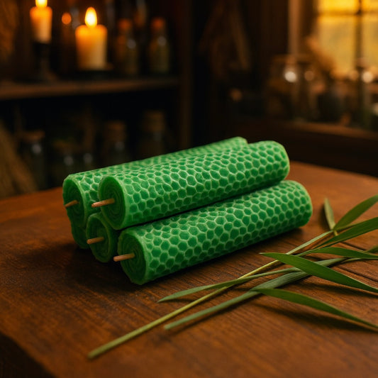Bamboo Leaf Beeswax rolled candle 竹葉手捲蜂蠟紙蠟燭