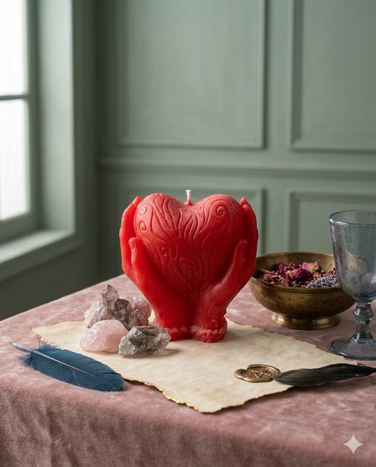 Carry The Heart Candle(Red) 紅絲絨雙手愛心魔法蠟燭