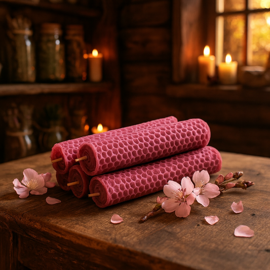 Cherry Blossom Beeswax rolled candle 櫻花手捲蜂蠟紙蠟燭