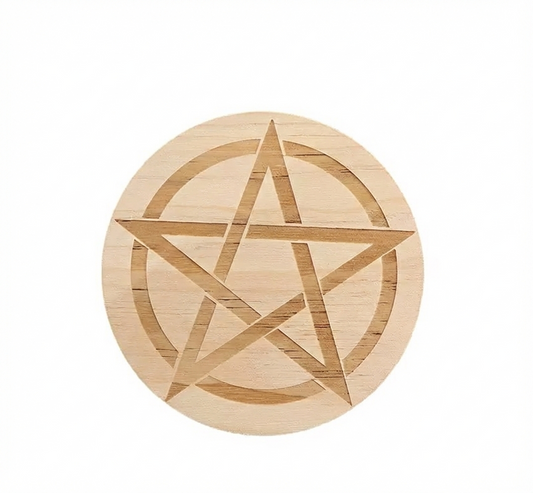 Classic Interwoven Pentacle Wooden Altar Tile 經典交織五芒星木質祭壇墊