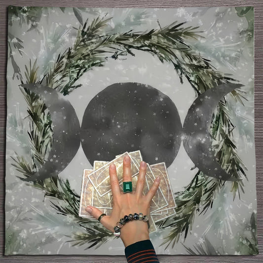 雪松黑色三月相 魔法祭壇桌布／塔羅桌布