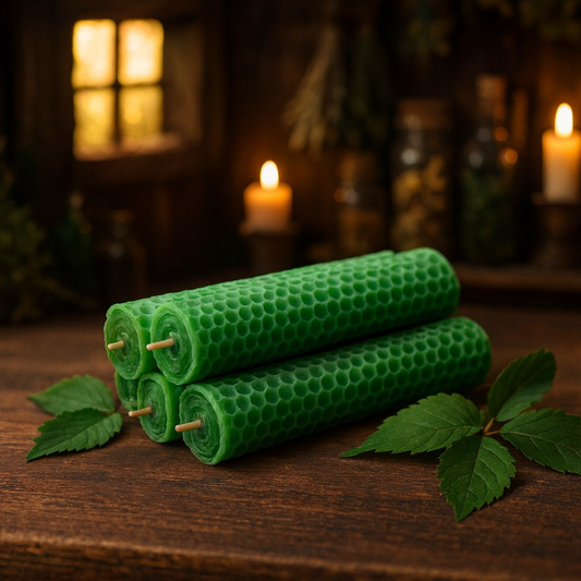 Elm Leaf Beeswax rolled candle 榆樹葉手捲蜂蠟紙蠟燭