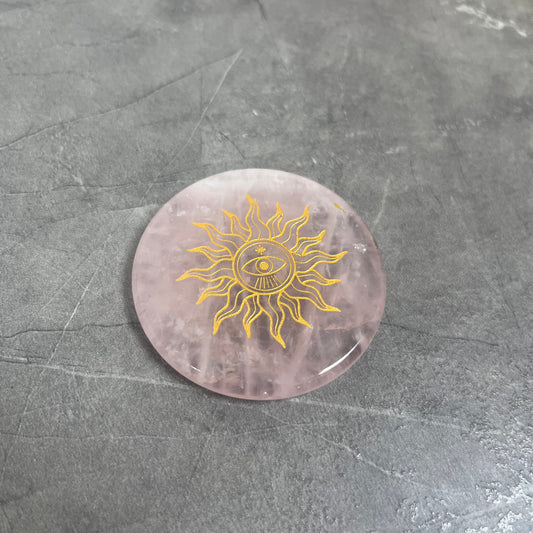 粉晶 太陽 雕刻件