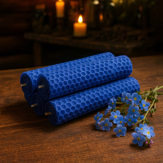 Forget-me-not Beeswax rolled candle 勿忘我手捲蜂蠟紙蠟燭