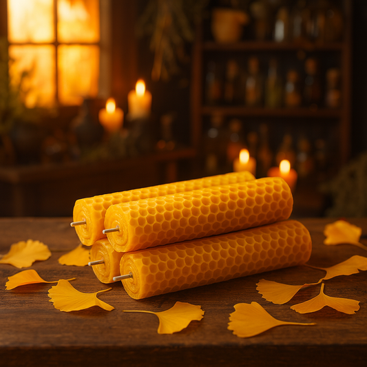 Ginkgo Leaf Beeswax rolled candle 銀杏葉手捲蜂蠟紙蠟燭
