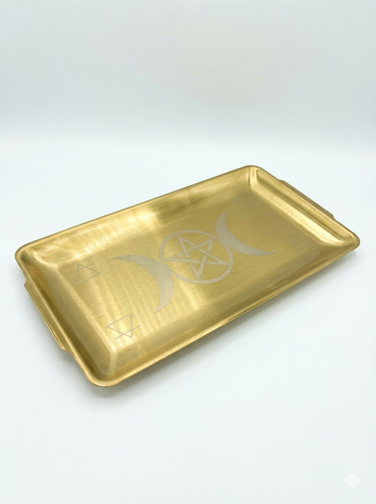 Golden Triple Goddess & Elemental Altar Tray 黃金三相女神元素祭壇長盤
