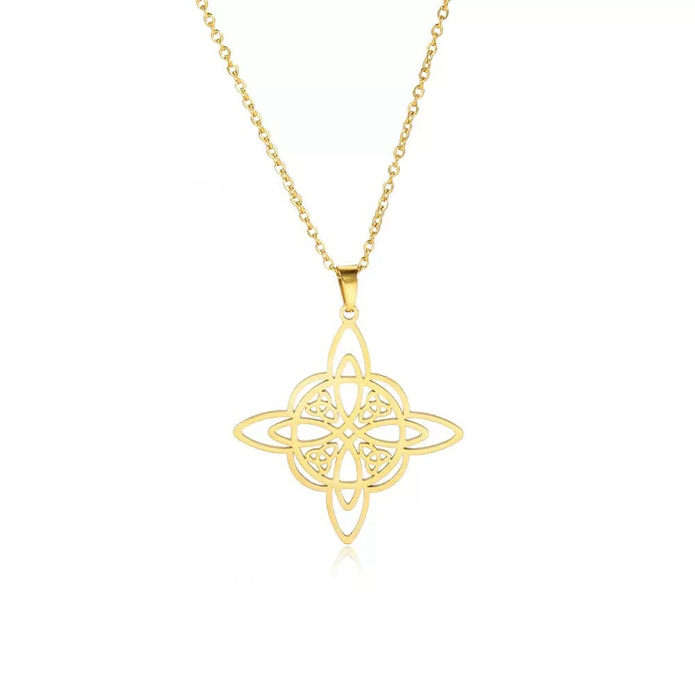 金色 巫師凱爾特結 不鏽鋼 護身符 吊墜 (連金屬項鍊）