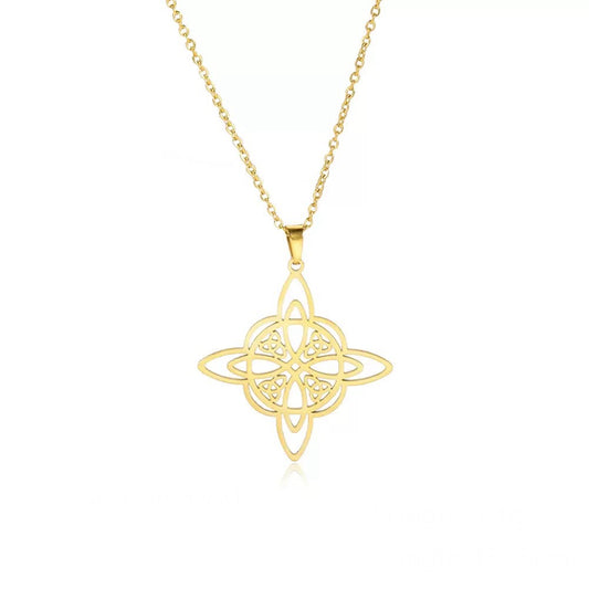 金色 巫師凱爾特結 不鏽鋼 護身符 吊墜 (連金屬項鍊）