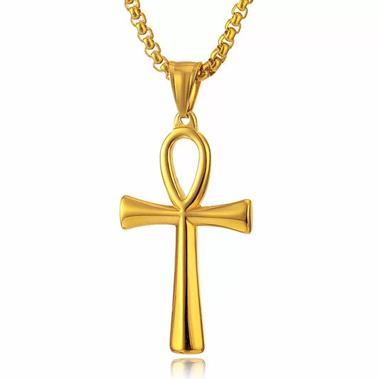 埃及十字架 Ankh 不鏽鋼 護身符 吊墜 (連金屬項鍊）