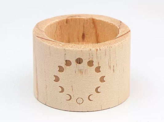 Lunar Cycle Harmony Wooden Tealight Holder 月相週期・原木茶燭台