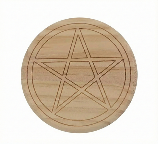 Minimalist Classic Pentacle Wooden Altar Tile 簡約經典五芒星木質祭壇墊