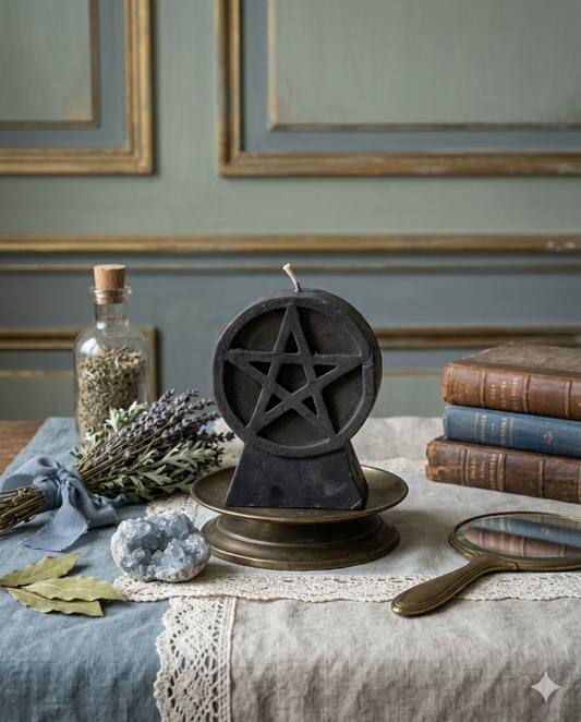 Pentacle Candle(Black) 五芒星結界防禦魔法蠟燭