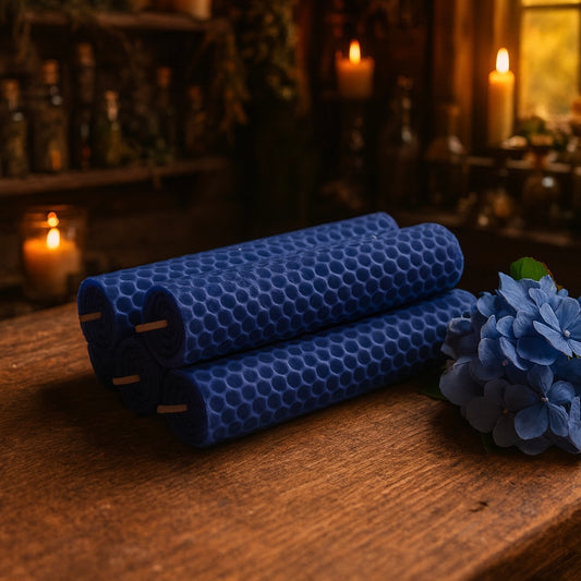 Purple-blue Hydrangea Beeswax rolled candle 紫藍色繡球花手捲蜂蠟紙蠟燭