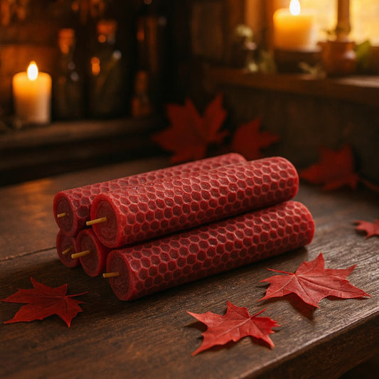 Red Maple Leaf Beeswax rolled candle 紅楓葉手捲蜂蠟紙蠟燭