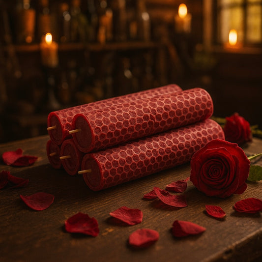 Red Rose Beeswax rolled candle 紅玫瑰手捲蜂蠟紙蠟燭