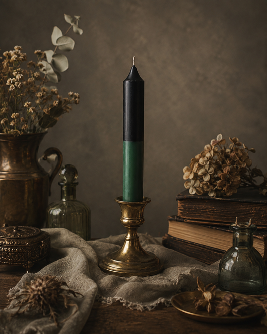 Reversible Money Taper Candle (Black–Green)｜財運逆轉雙色魔法長蠟燭（黑綠）