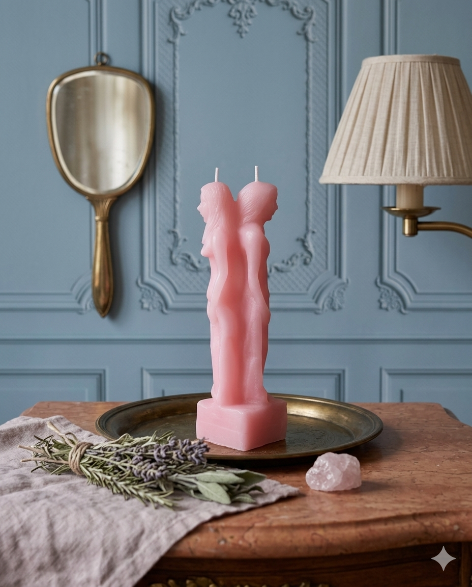 Seperation Candle with Heart Base(Pink) 柔情轉身：粉色背靠背和平分手與情感解綁魔法蠟燭