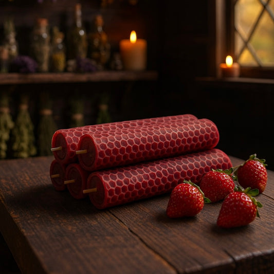 Strawberry Beeswax rolled candle 草莓手捲蜂蠟紙蠟燭