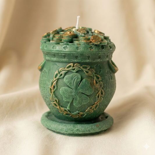 【翡翠・幸運滿溢】綠野聚寶蠟燭 The Emerald Pot of Fortune: Lucky Clover Ritual Candle