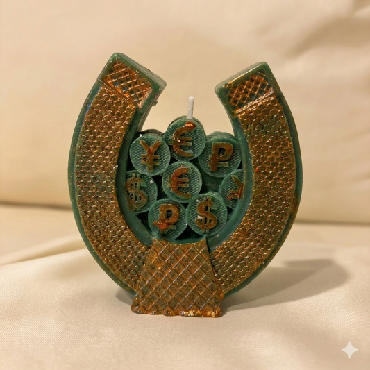 【翡翠・馬蹄金】聚寶吸金蠟燭 The Golden Horseshoe: Wealth Magnet Ritual Candle