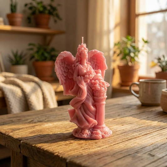 【粉晶·柔愛天使】療癒蠟燭 The Pink Angel Candle: Guardian of Gentle Love & Harmony